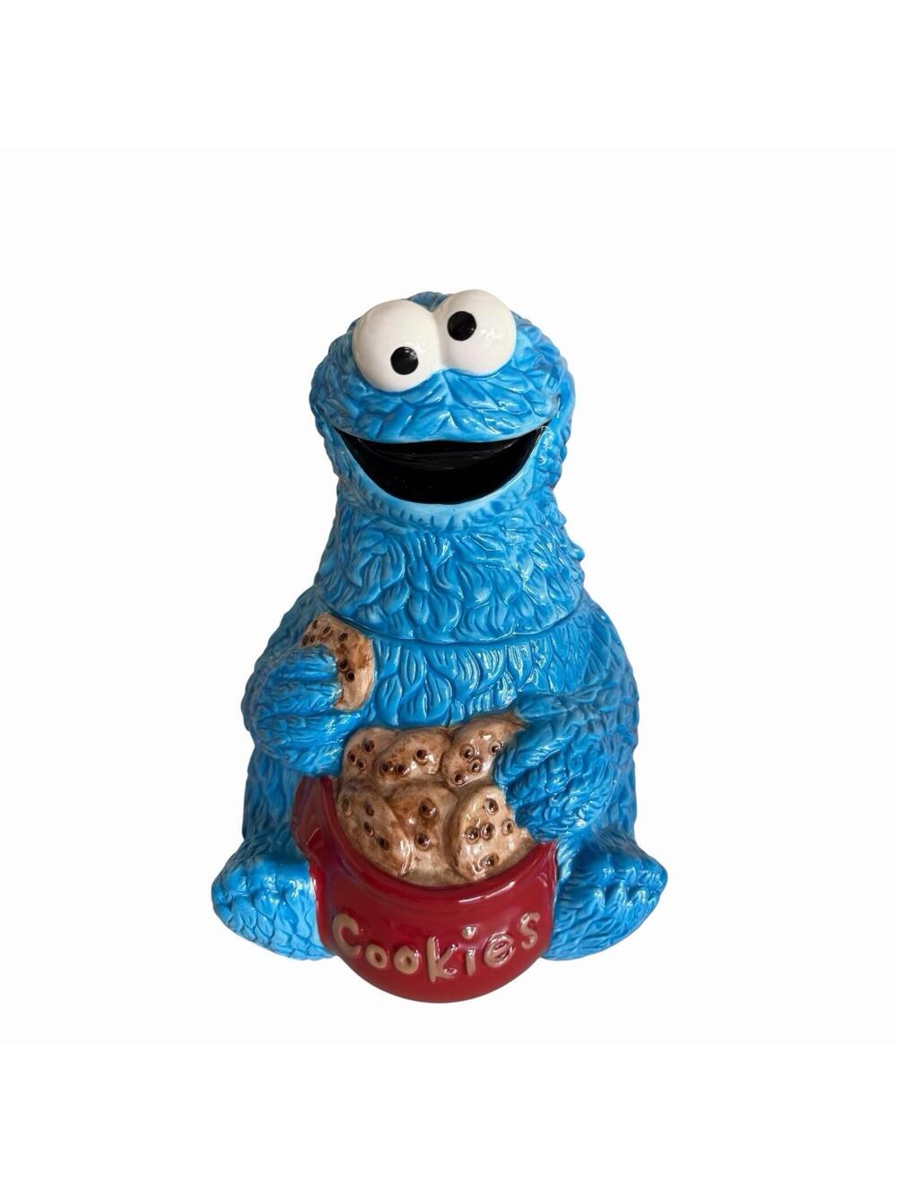 VTG 2004 2005 Cookie Monster Ceramic Cookie Jar Sesame Street Mrs Fields  11.5”